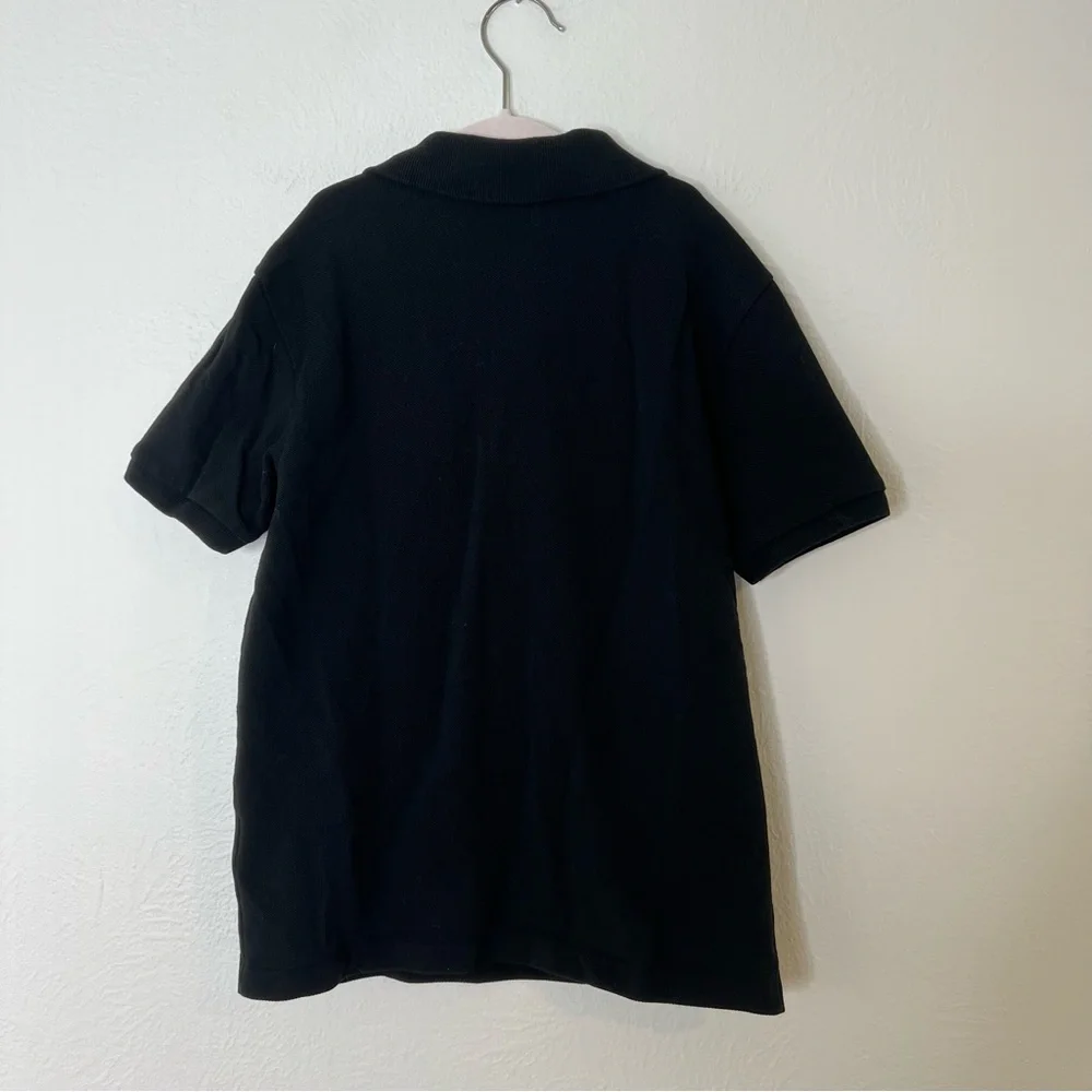 Lacoste Boys Classic Black Polo Shirt Croc Logo Cotton Preppy Casual Size 10